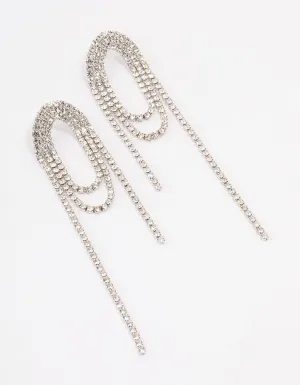 Silver Diamante Loop Drop Earrings