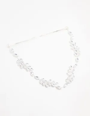 Silver Marquise Cut Cubic Zirconia Draped Comb Head Piece