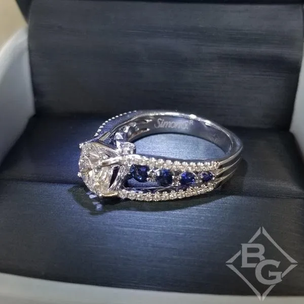 Simon G. Contemporary Cathedral Blue Sapphire & Diamond Engagement Ring