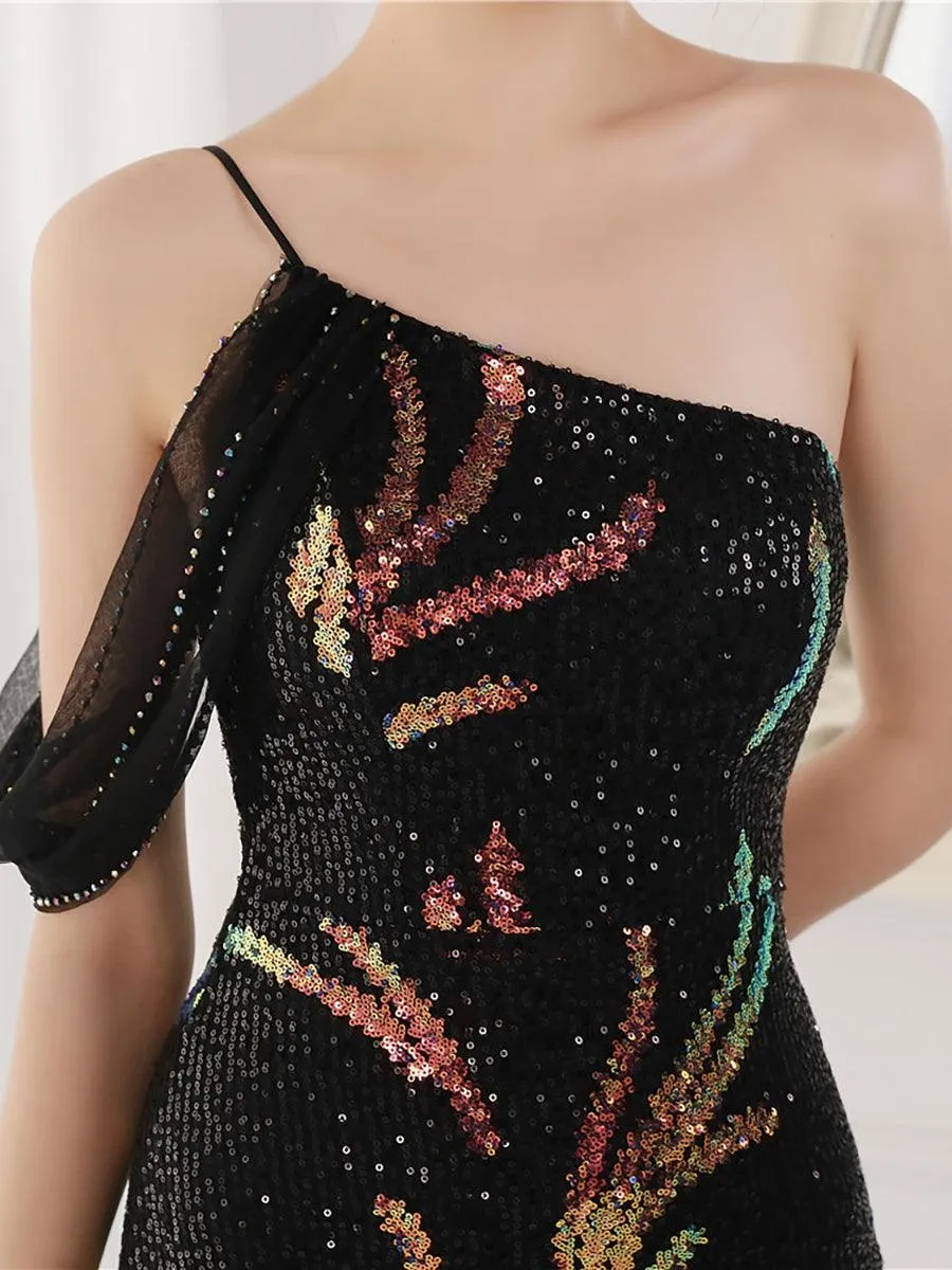 Slit Open Back Sequin Long White Prom Dress M02039