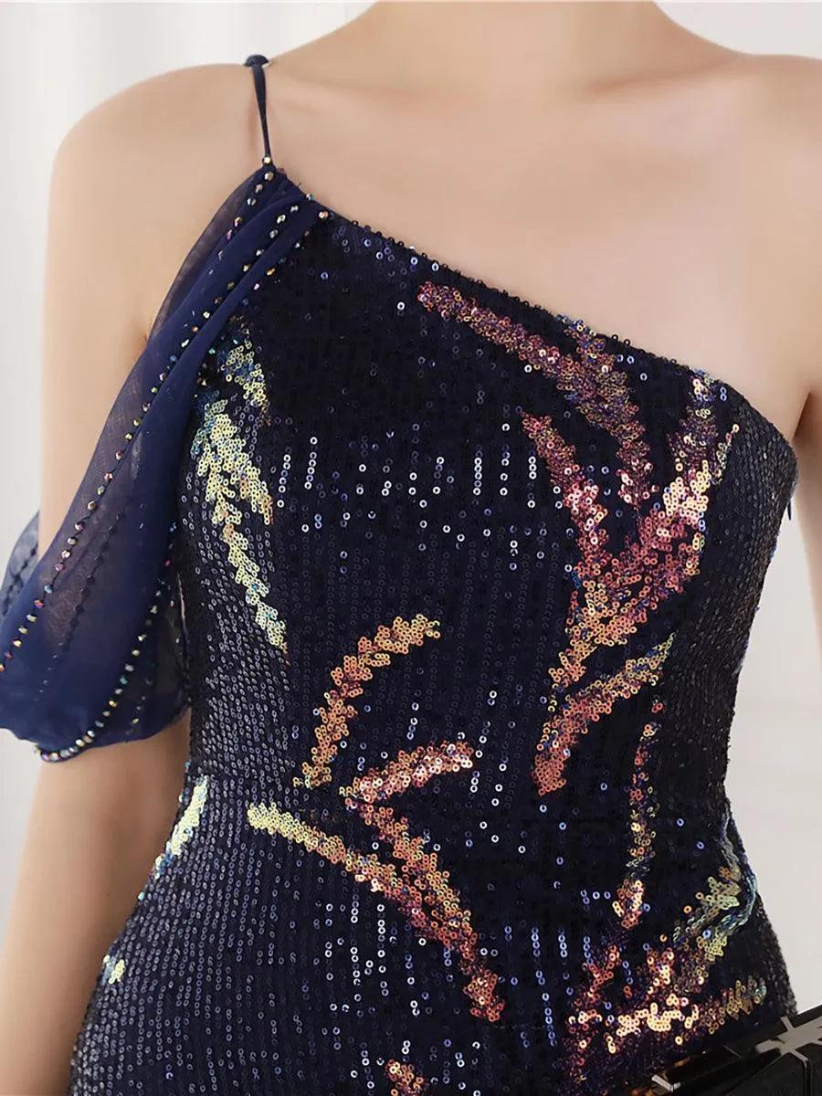 Slit Open Back Sequin Long White Prom Dress M02039