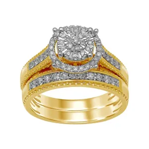 Solitaire Look Halo Ring with 1/2ct of Diamonds in 9ct Yellow Gold