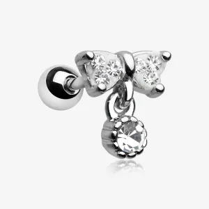 Sparkle Dangle Bow-Tie Cartilage Tragus Barbell