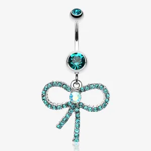 Sparkling Ribbon Dangle Belly Ring