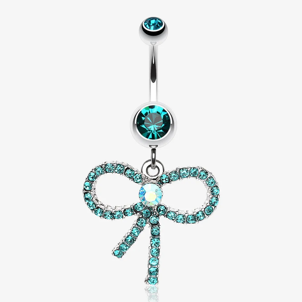 Sparkling Ribbon Dangle Belly Ring