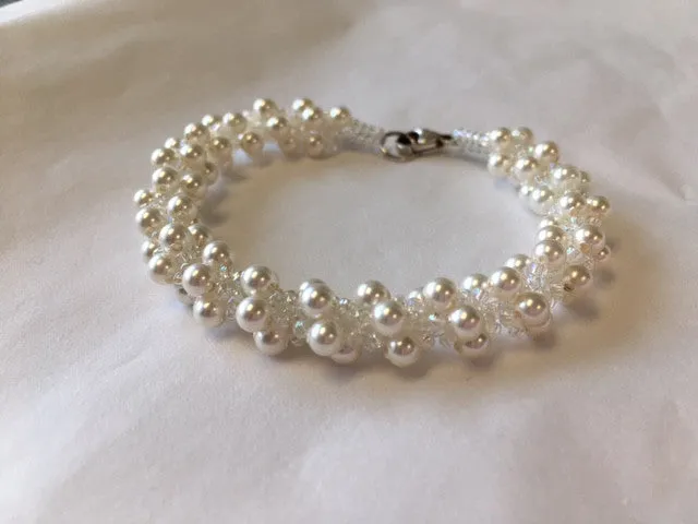 Spiral Bracelet with Swarovski Pearls