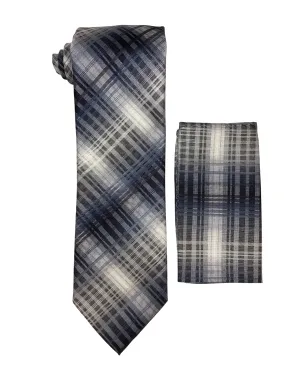 Stacy Adams Geo Tie and Handkerchief - Black/Gray