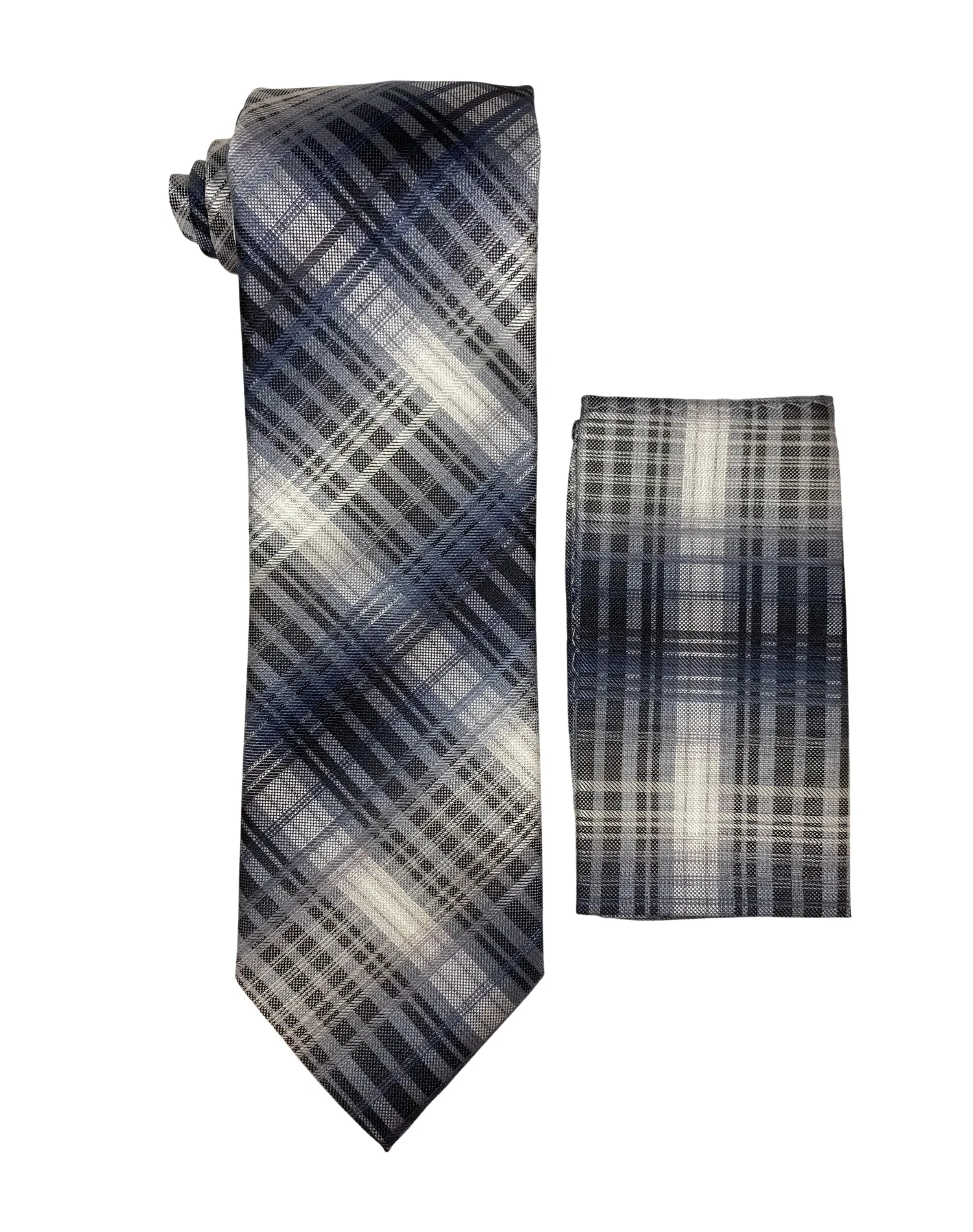 Stacy Adams Geo Tie and Handkerchief - Black/Gray
