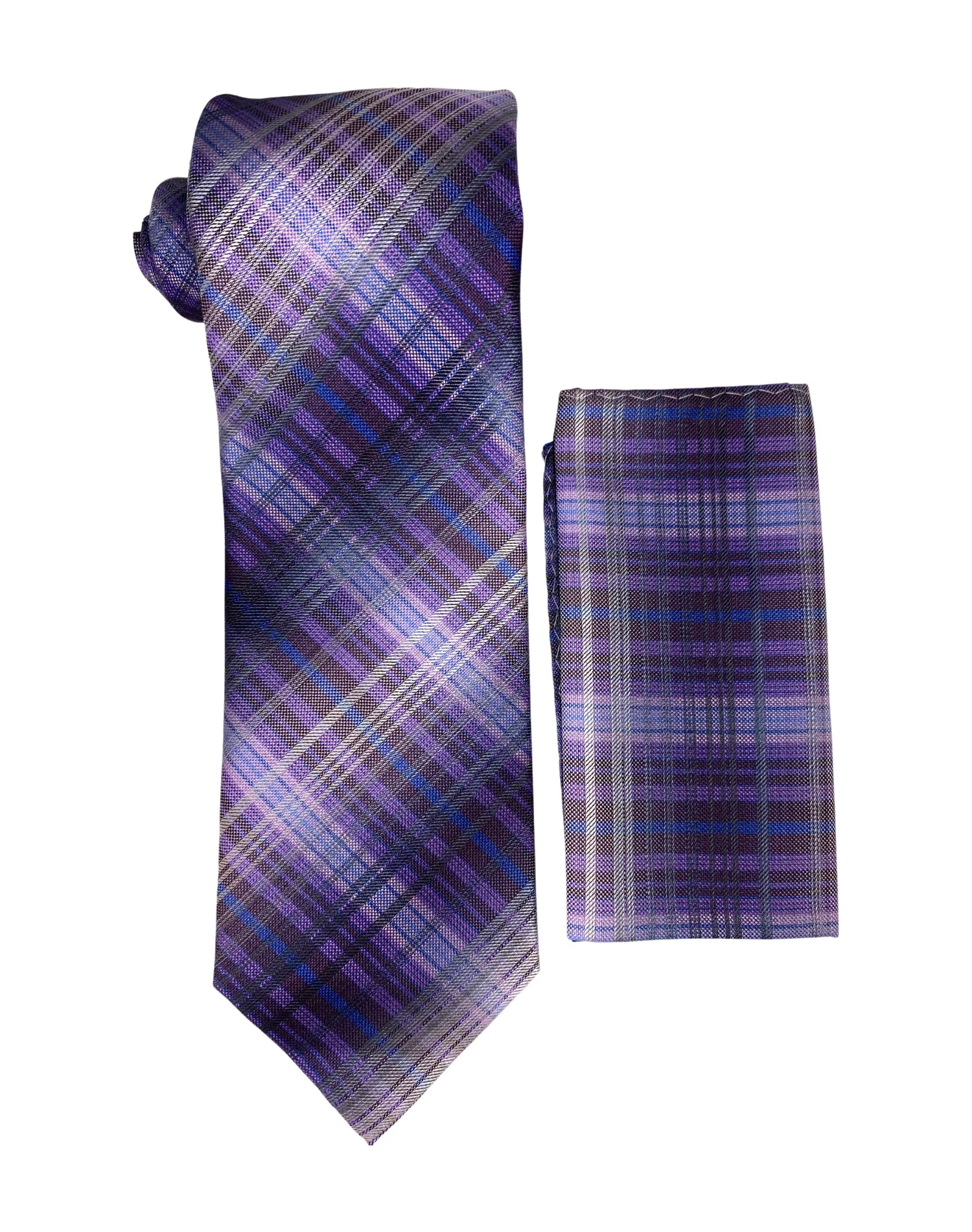 Stacy Adams Geo Tie and Handkerchief - Lavender Purple