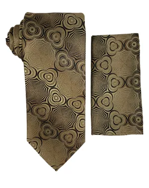 Stacy Adams Medallion Tie and Handkerchief - Tan