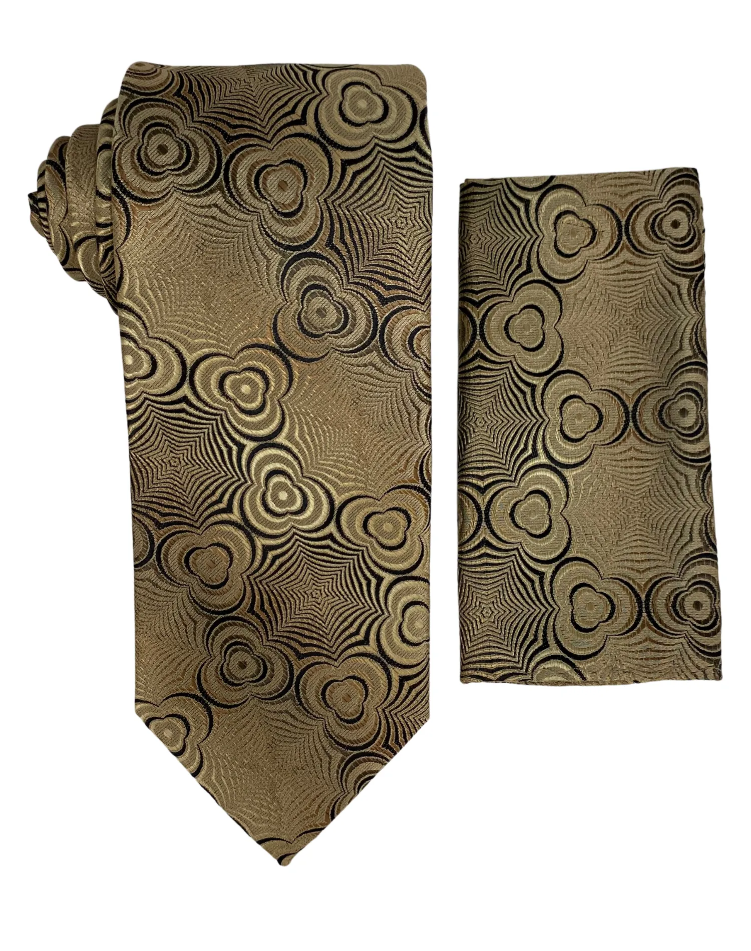 Stacy Adams Medallion Tie and Handkerchief - Tan