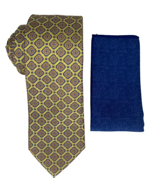 Stacy Adams Medallion Tie and Handkerchief - Yellow Gold