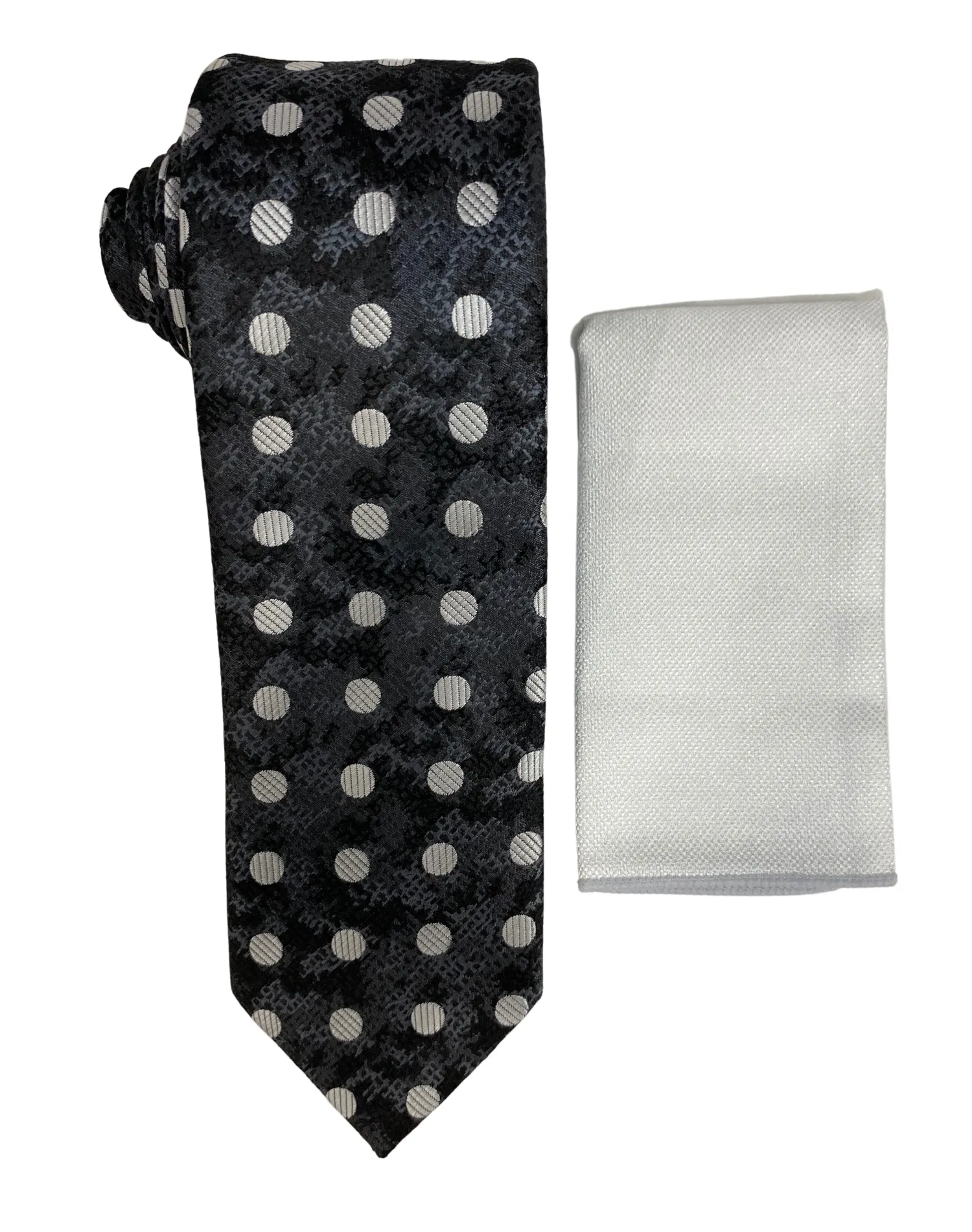 Stacy Adams Polka Dot Tie and Handkerchief - Black/Gray