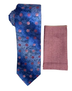 Stacy Adams Polka Dot Tie and Handkerchief - Blue
