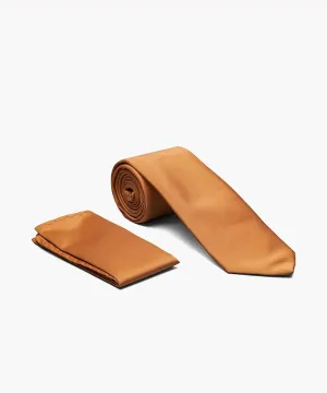 Stacy Adams Solid Tie and Handkerchief - Melon