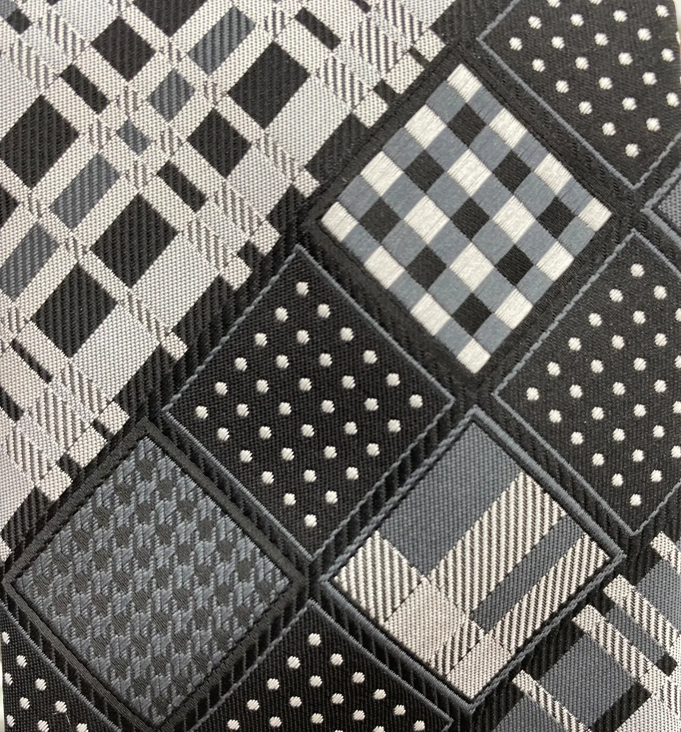 Stacy Adams Tie and Handkerchief - Black and Gray Multi-Pattern T35