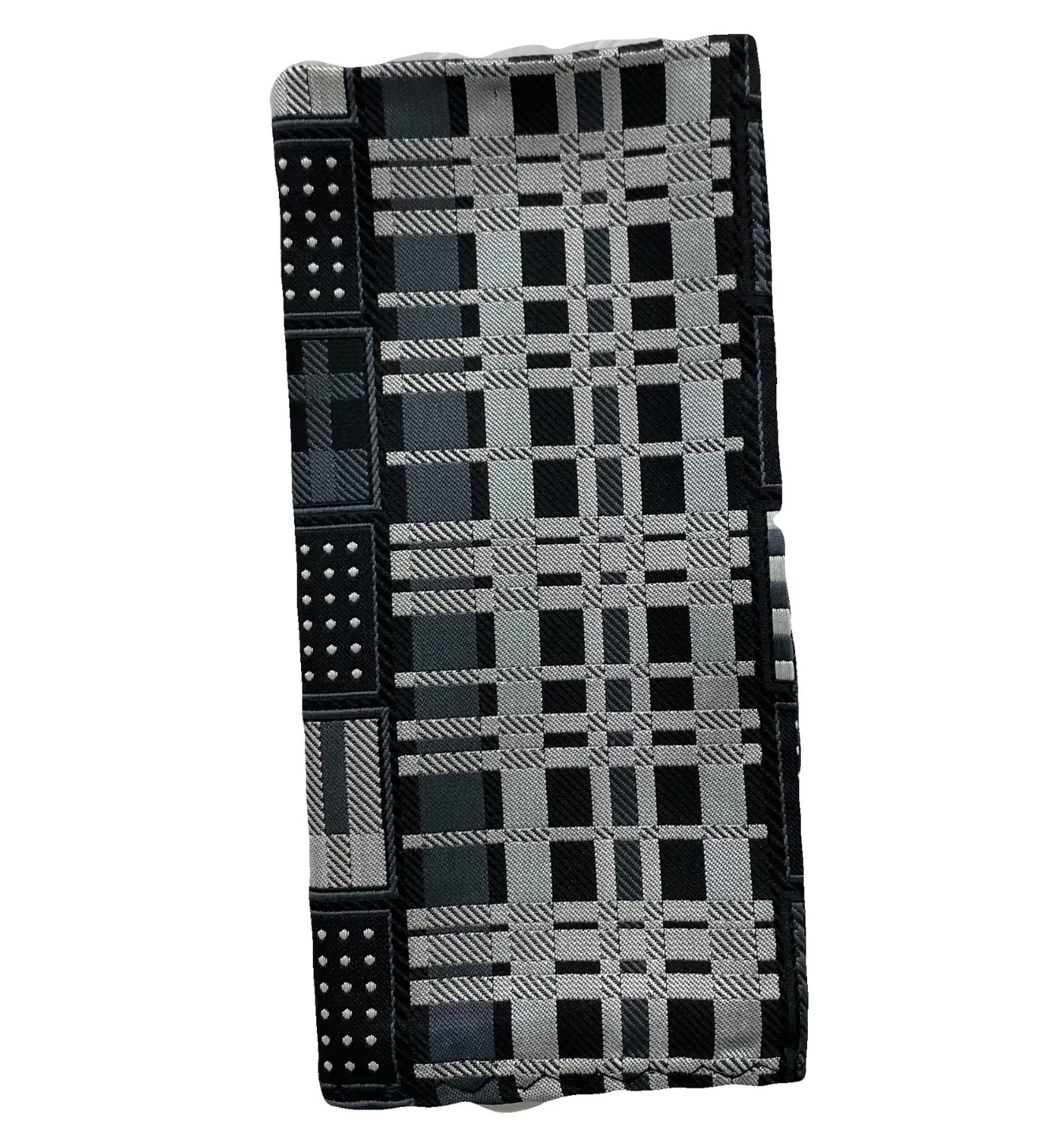 Stacy Adams Tie and Handkerchief - Black and Gray Multi-Pattern T35
