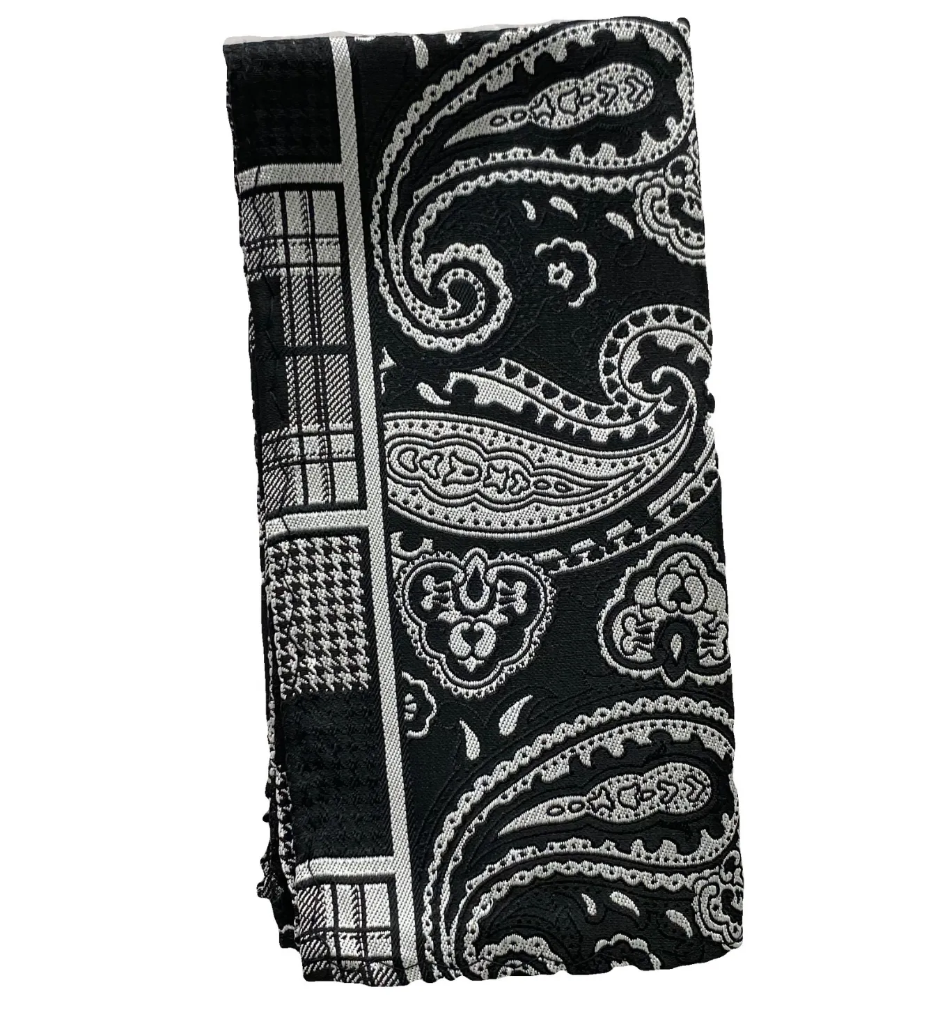 Stacy Adams Tie and Handkerchief - Black and Silver Patterned Harmony T36