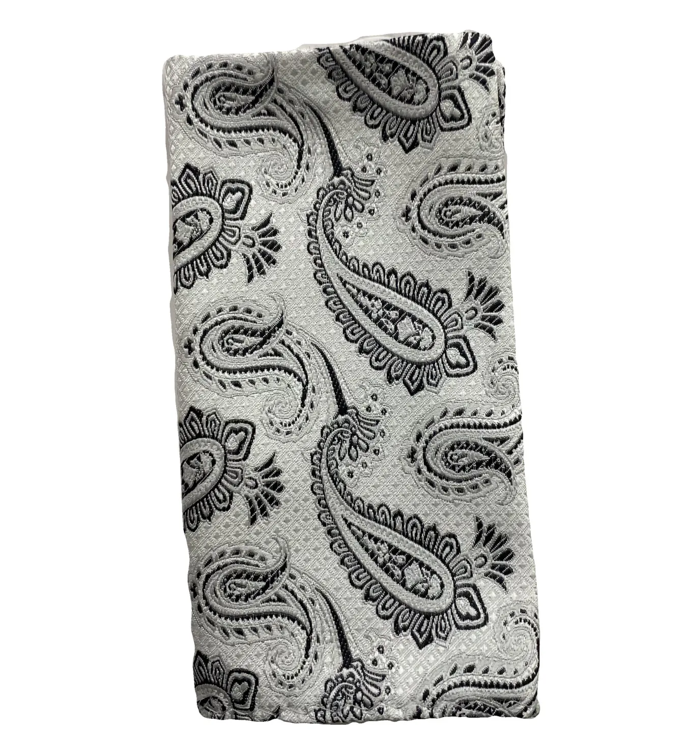 Stacy Adams Tie and Handkerchief - White and Black Paisley T25