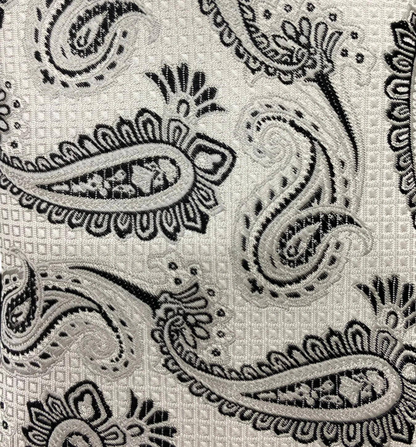 Stacy Adams Tie and Handkerchief - White and Black Paisley T25