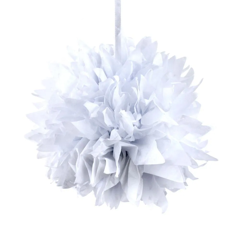 Starburst Tissue Paper Pom-Poms, White, 10-Inch, 5-Count