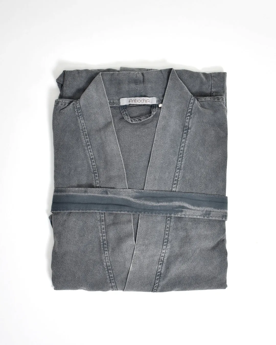 Stonewashed Cotton Robe – Charcoal