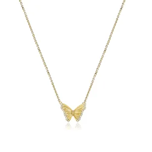 Striped Butterfly Pave Necklace