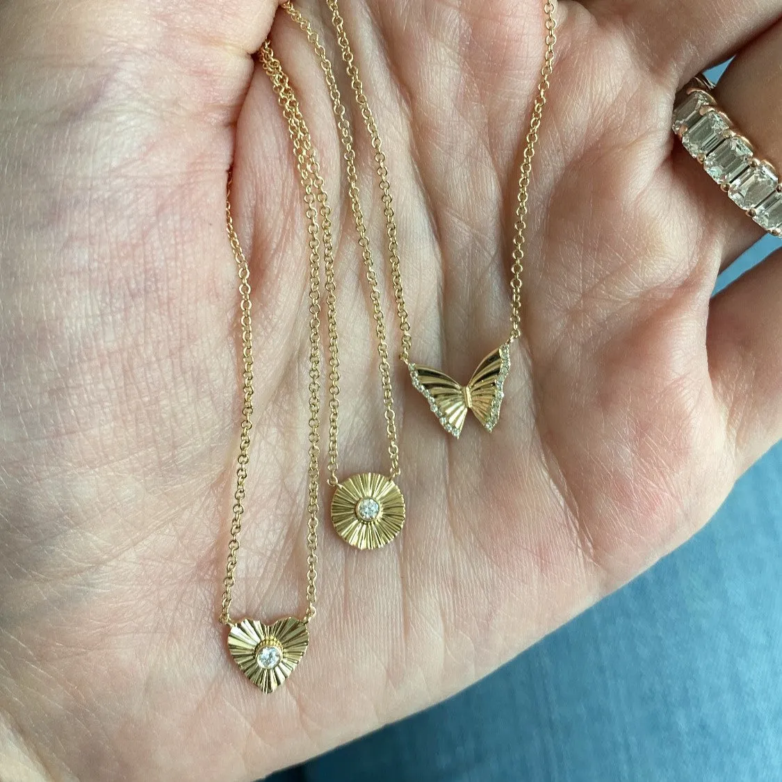 Striped Butterfly Pave Necklace