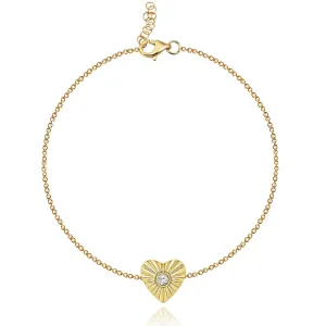 Striped Heart Center Diamond Bracelet
