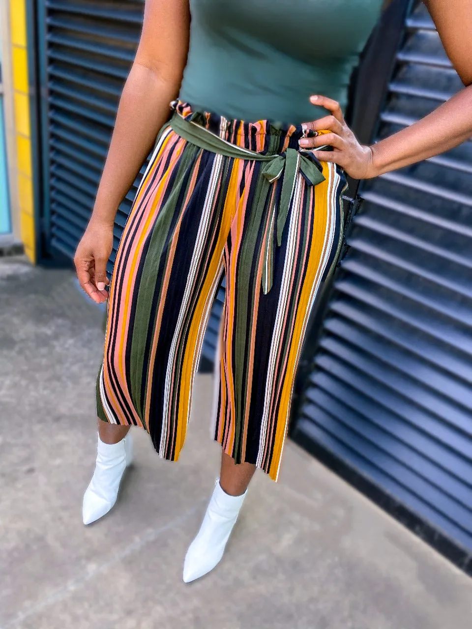 Striped Pleated Pants