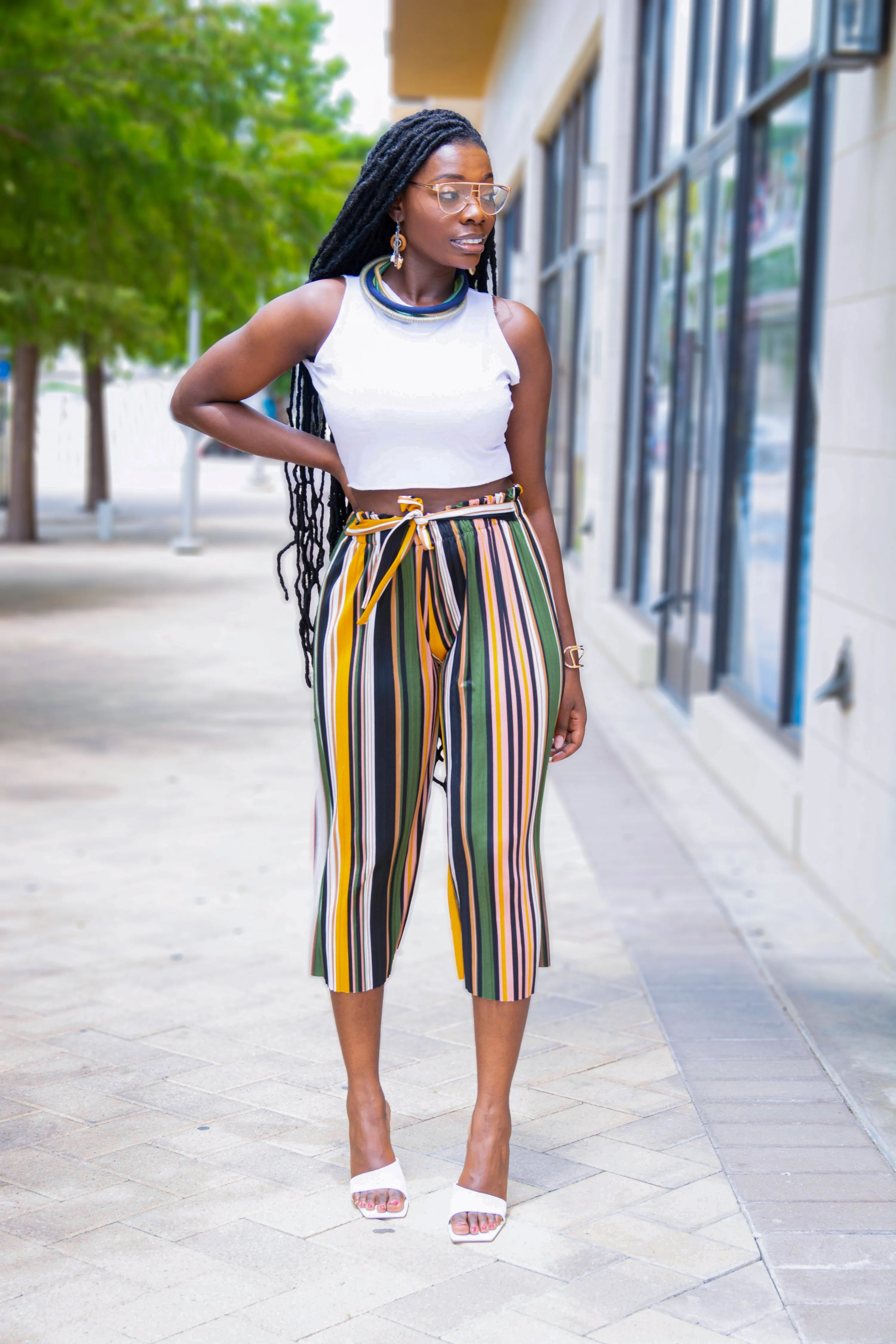Striped Pleated Pants