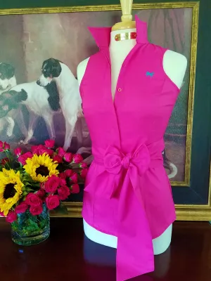 SUMMER RIDE SHIRT WITH SASH IN FUCHSIA