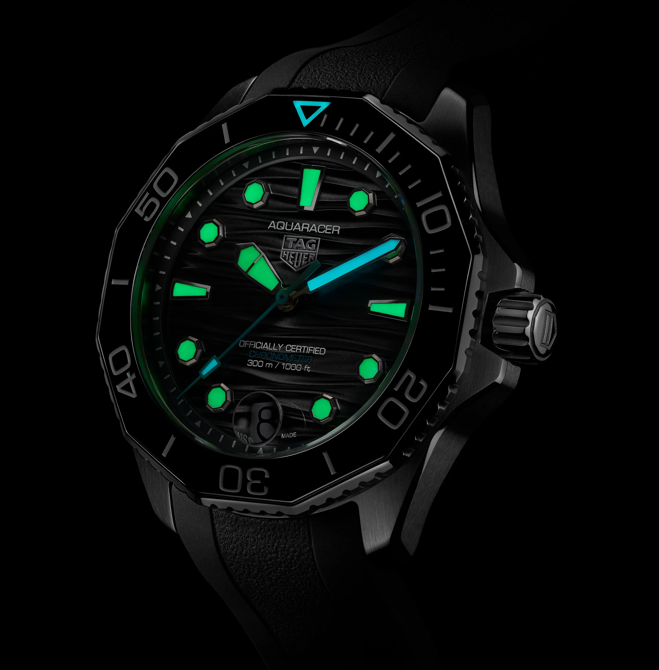 TAG Heuer Aquaracer Professional 300 Date Watch with Black Rubber Strap