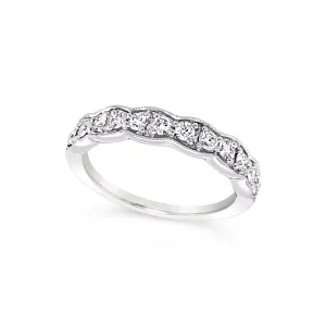 Tapered Milgrain Edge Diamond Wedding Band - .53 carat t.w.