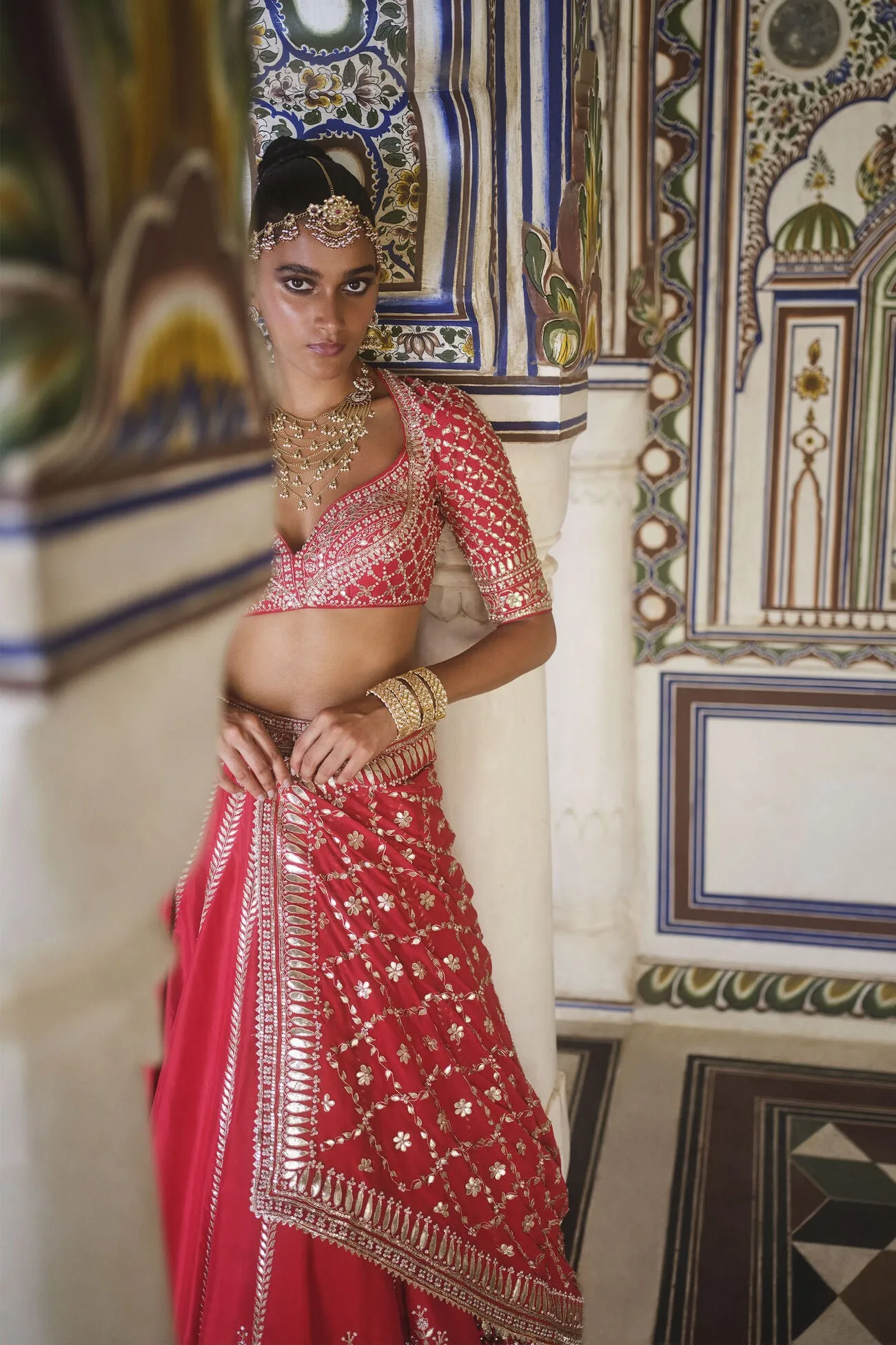 Tarangini Gota Patti Silk Lehenga - Red