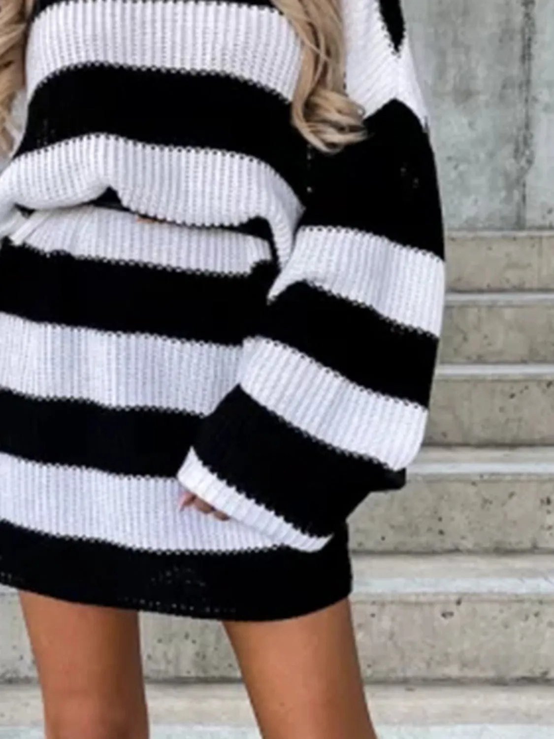 Taya Striped Turtleneck Sweater Dress
