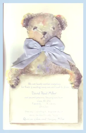 Teddy Bear Baby Blue Invitation