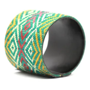 Terra: Green Patterned Sugar Cane Leaf Bracelet