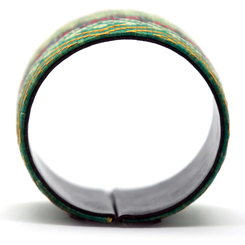 Terra: Green Patterned Sugar Cane Leaf Bracelet