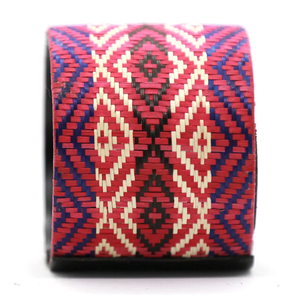 Terra: Red Patterned Sugar Cane Leaf Bracelet