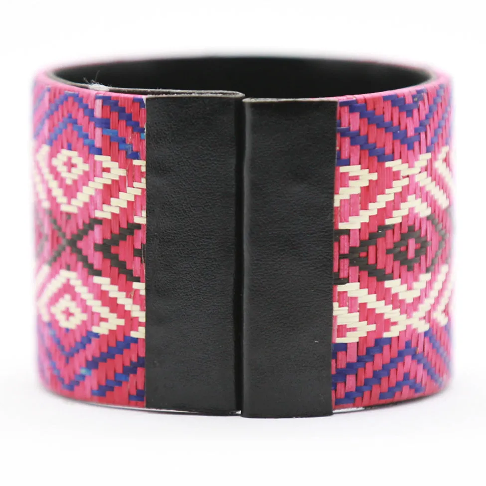 Terra: Red Patterned Sugar Cane Leaf Bracelet