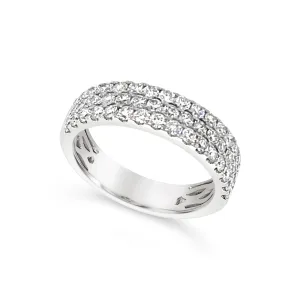 Three Row Diamond Pave Wedding Band
