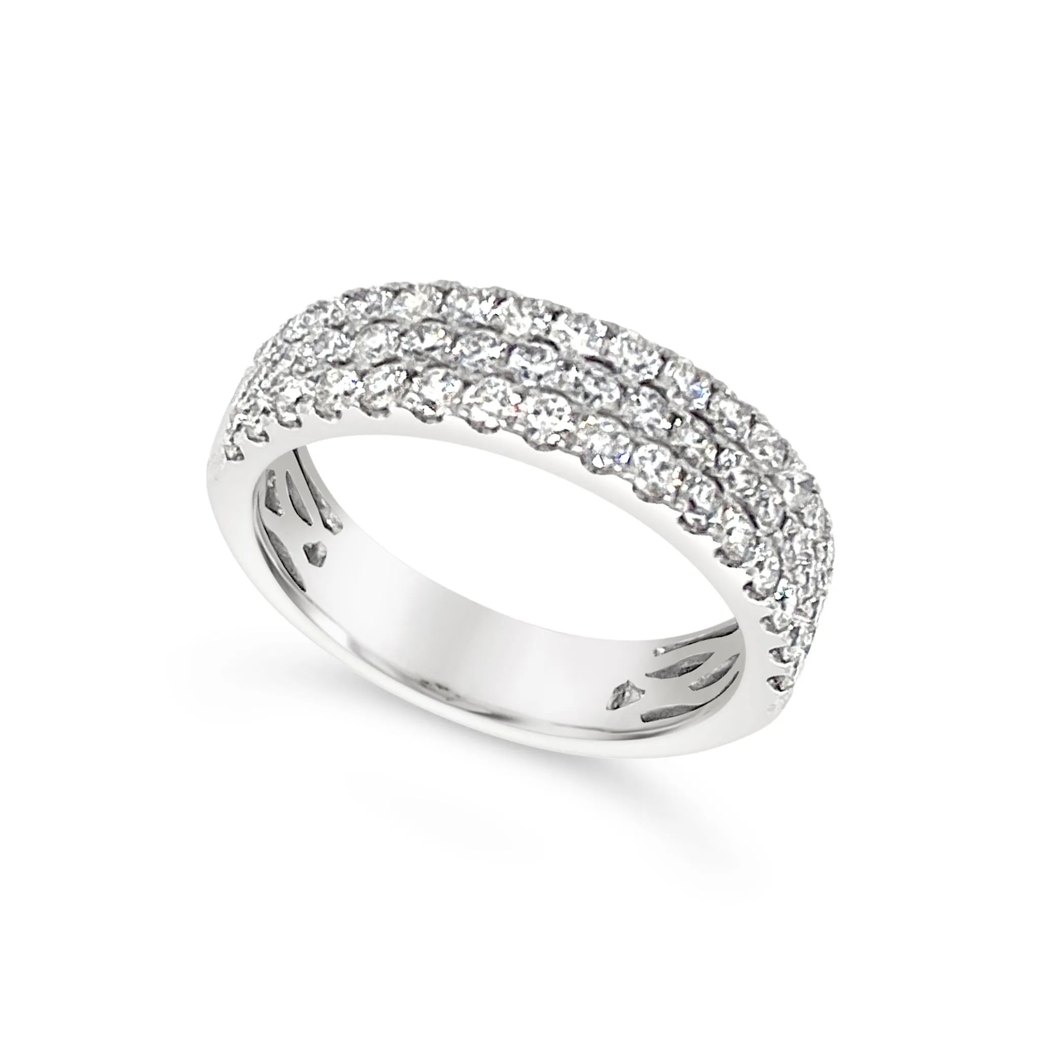 Three Row Diamond Pave Wedding Band