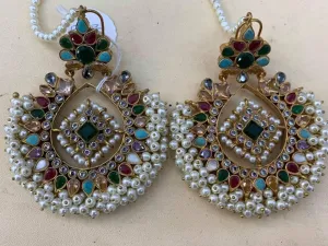 Traditional Kundan Earrings in Multicolor # J4116