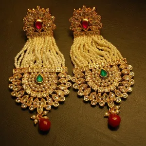 Traditional Long Earings With Pearl Strings #J4144