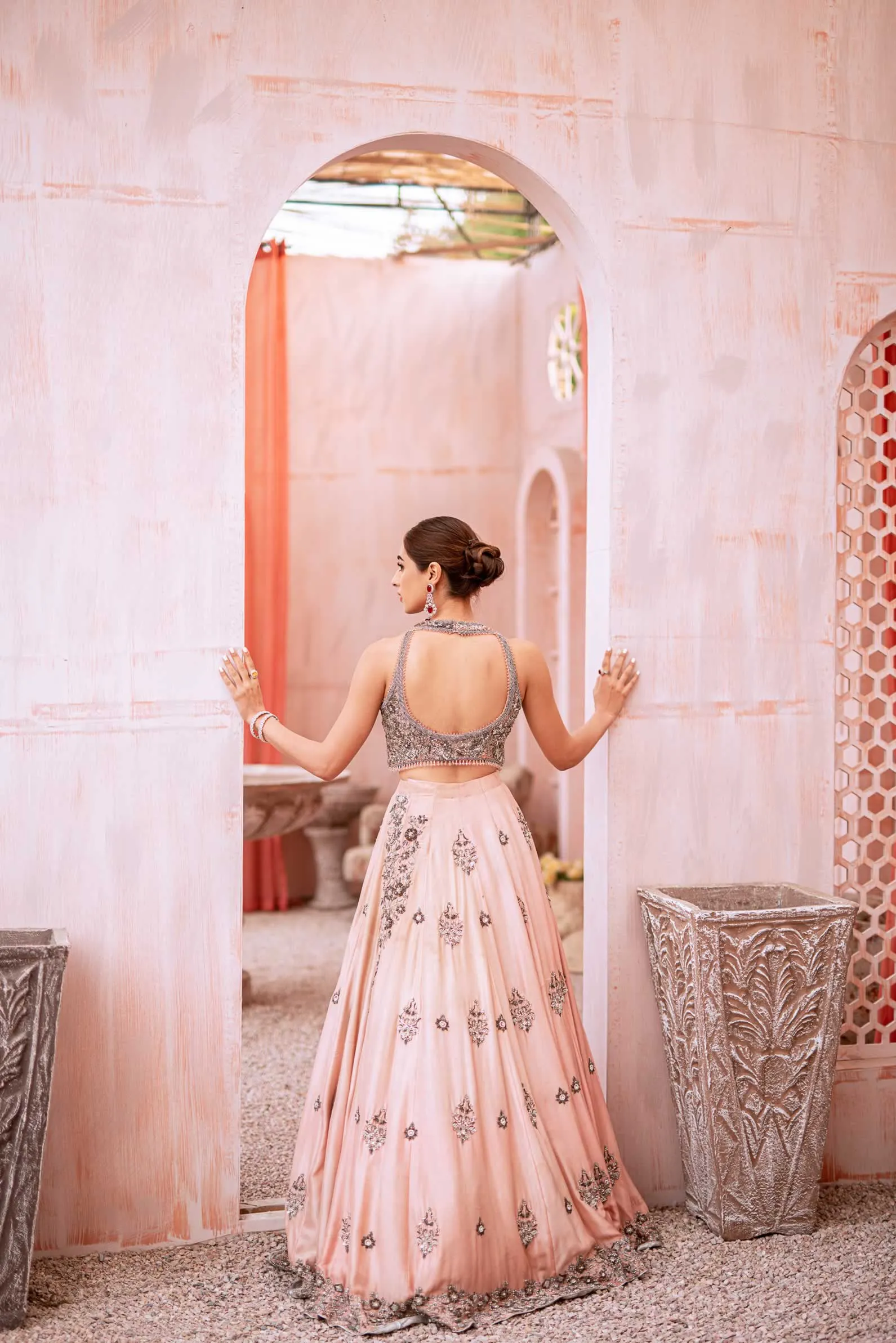 Traditional Pink Lehenga Bridal with Choli Dress #BS804