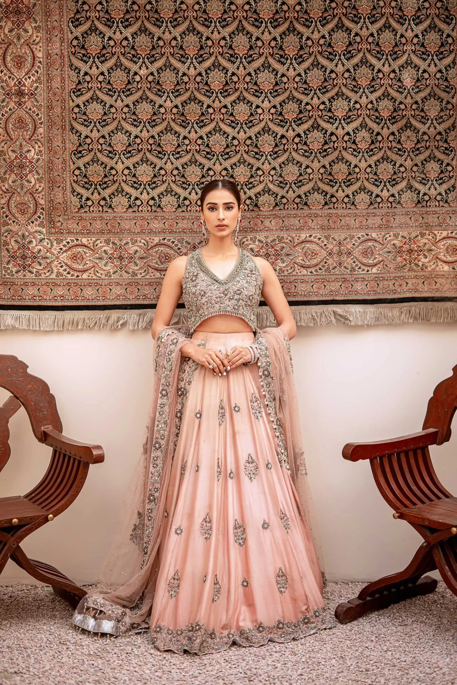 Traditional Pink Lehenga Bridal with Choli Dress #BS804