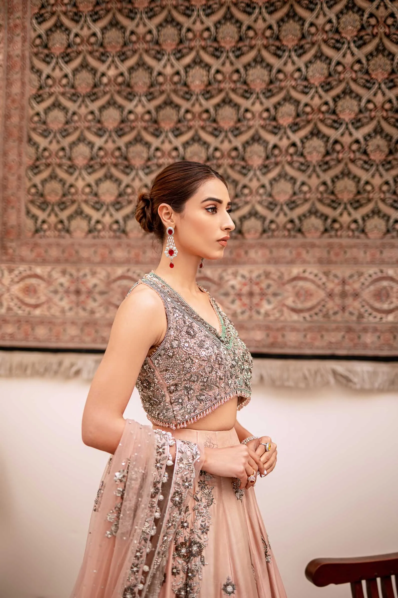 Traditional Pink Lehenga Bridal with Choli Dress #BS804