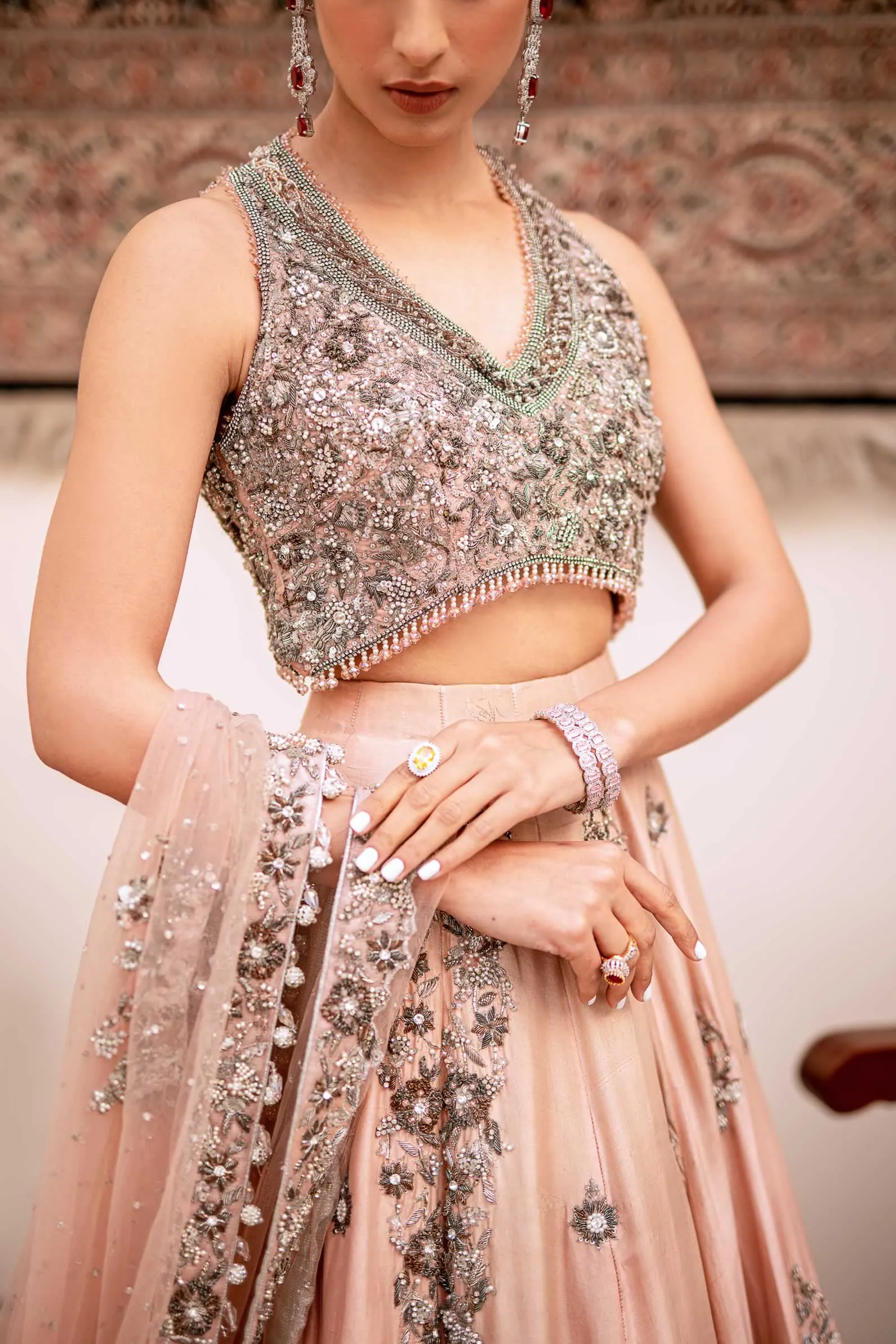 Traditional Pink Lehenga Bridal with Choli Dress #BS804