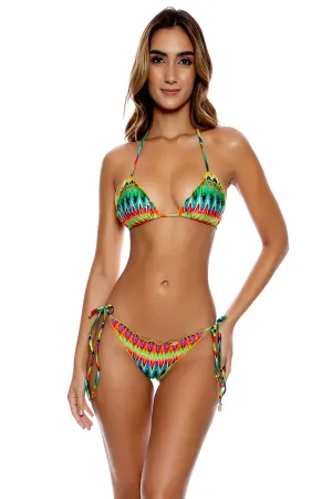 TULUM PARTY - Wavy Triangle Top & Wavy Ruched Back Tie Side Bottom • Multicolor